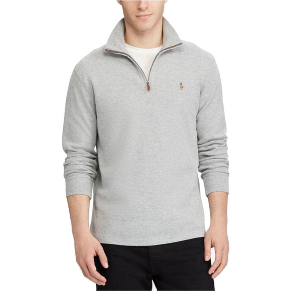 POLO RALPH LAUREN Gray Heather Estate Rib Half Zip Pullover Sweater XXL
